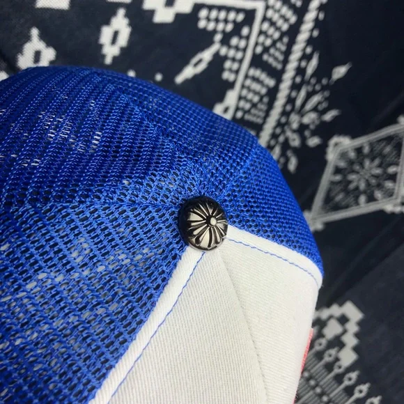 Chrome Hearts ★ AUTHENTIC Blue / Wh / Rd Trucker Hat - Picture 5 of 12